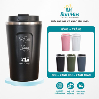  Ly giữ nhiệt khắc tên Cốc giữ nhiệt khắc tên Coffee Holic Bunmus Gift dung tích 380ml-510ml Inox 304 