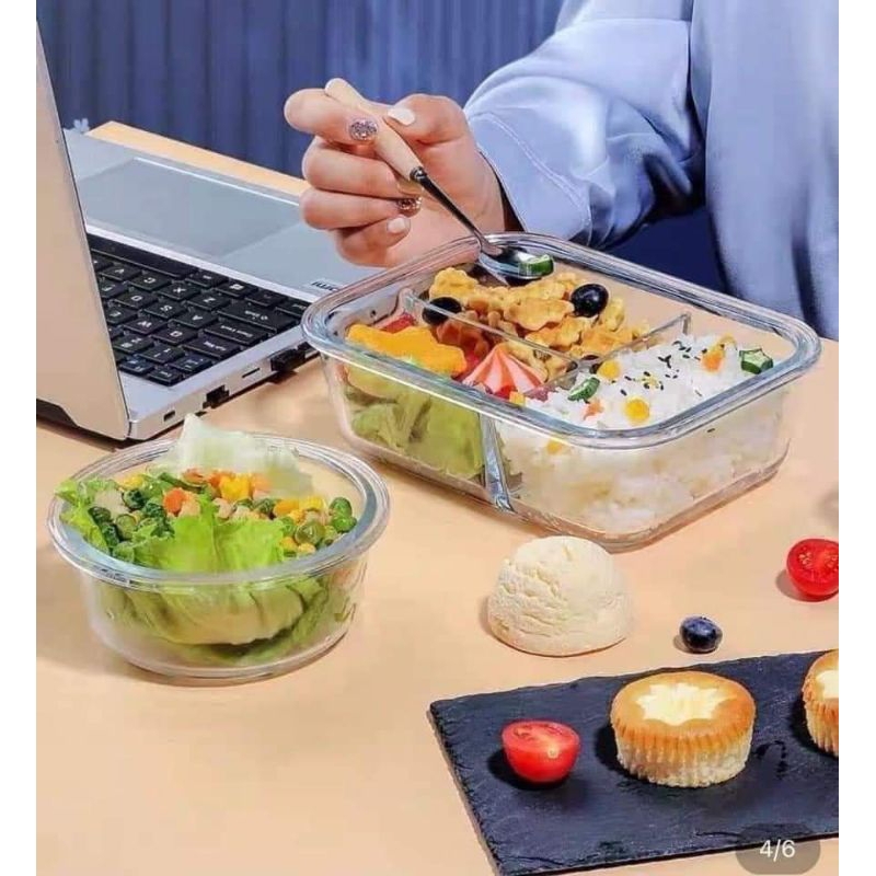 ❗️❗️Hộp thủy tinh 3 ngăn dung tích 1040ml, chịu nhiệt 120 độ C 