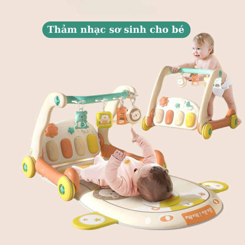 Thảm nhạc cho bé sơ sinh kiêm xe tập đi có nhạc đàn piano 3IN1, đồ chơi cho bé sơ sinh 06 tháng, 1 t