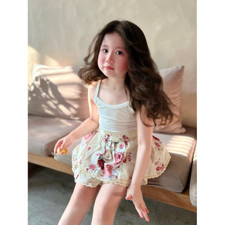 Váy bé gái, set áo 2 dây phối chân váy thô hoa 2 lớp siêu xinh cho bé 10-22kg
