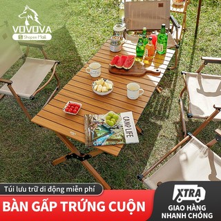 Bảng cắm trại Bàn gấp Cắm trại gấp bảng ngoài trời gỗ tự nhiên trứng cuộn bảng gấp bàn di động
