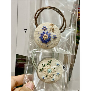 Cột tóc tròn thêu tay handmade vintage
