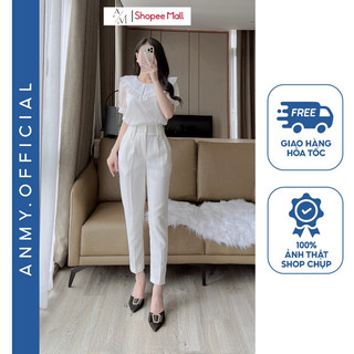 Quần baggy nữ lưng cao AMY ống rộng dáng suông cạp cao Combo 2 Chiếc siêu tôn dáng chất dày dặn Q638