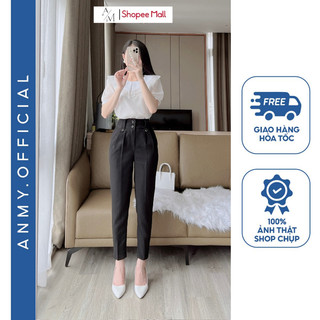 Quần tây nữ lưng cao AMY dáng baggy cạp cao siêu đẹp sang chảnh đen trắng nâu Q638