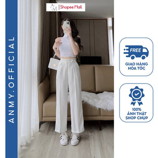 Quần suông ống rộng cạp cao siêu tôn dáng AMY che mọi khuyết điểm, cân mọi phong cách