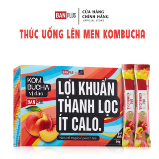 Trà Kombucha vị Đào BanPlus hộp 12 gói x 5g