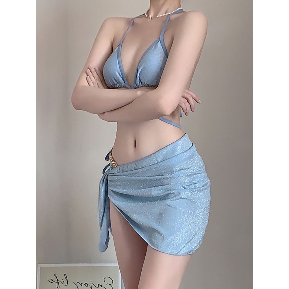 Set bộ đồ bơi bikini 3 chi tiết có đệm ngực thiết kế buộc dây gợi cảm phối dây đá bling bling HMH BKN10 | BigBuy360 - bigbuy360.vn