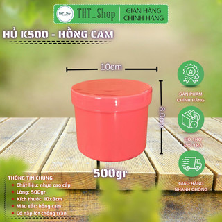 HỦ 500g hồng cam-có nắp lót chống tràn-loại 1