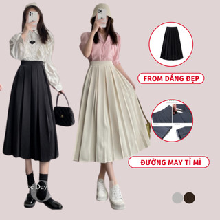 Chân Váy Dài Chữ A Lưng Có Bigsize Madela, Váy Dài Chữ Xếp Ly Trước Cạp Cao Phong Cách Công Sở