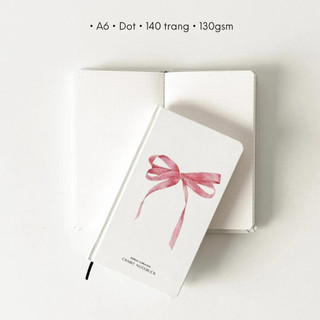 Sổ dot A6 CRABIT Ribbon Nơ Hồng To 130gsm ruột chấm dot ghi chép, làm coquette journal