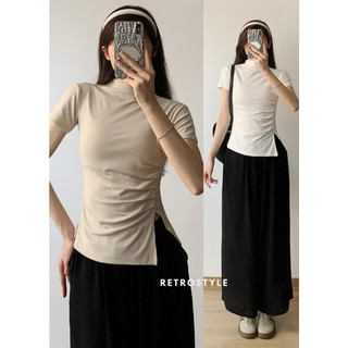 Áo phông nữ xẻ tà nhúm eo - Retrostyle- Aothunnhuneo1071_P10K13