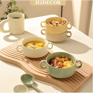 Bát sứ, bát có tay cầm tráng men cao cấp chịu nhiệt độ cao-H2DECOR
