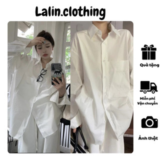 Áo sơ nữ mi vạt tròn có túi ngực vải thô mềm thoáng mát,Áo sơ mi basic 3 màu trẻ trung LALIN.CLOTHING