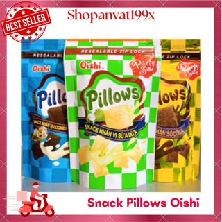 Bánh Snack Pillows Oishi Nhân Vị Sữa Dừa/Socola/Vani gói 85gram