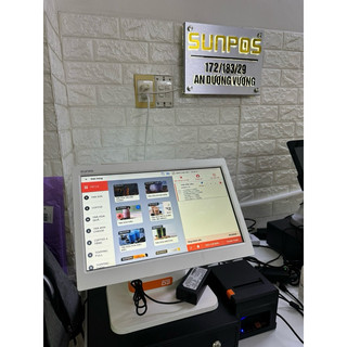 Máy bán hàng sunmi d2d 2 màn hình cho quán cafe, nhà hàng, trà sữa dùng pos365, kiot, sapo, posapp