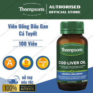 Viên Uống Dầu Gan Cá Tuyết - Bổ Sung Vitamin A,D và Omega 3 - Thompson's Cod Liver Oil - 100 Viên