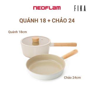 [Roichen Minh Ngọc]  Bộ 2 quánh 18, chảo chống dính bếp từ 24cm Fika Neoflam Hàn Quốc. Made in Korea