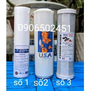 COMBO bộ ba lõi lọc nước số 123 dùng cho máy lọc nước ro và bộ lọc thô 10 inch