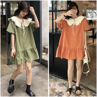 Đầm váy babydoll cổ trắng 3 màu (kèm hình thật)