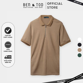 Áo Polo nam BEN & TOD R1300BB146 trụ dây kéo  thoáng mát co giãn sang trọng thanh lịch