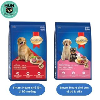 Hạt chó SmartHeart chó con chó lớn vị bò 1,5kg