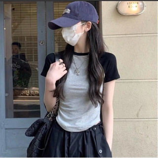 Áo croptop trơn (PHỐI TAY) chất cotton mát XINH SHOP
