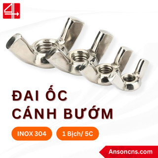 Đai ốc cánh bướm vặn tay inox 304 - tán chuồn size m3 m4 m5 m6 m8 m10