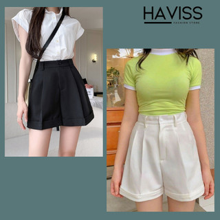 Quần short nữ Haviss cạp cao chất vải Vintex cao cấp co giãn tốt tôn dáng