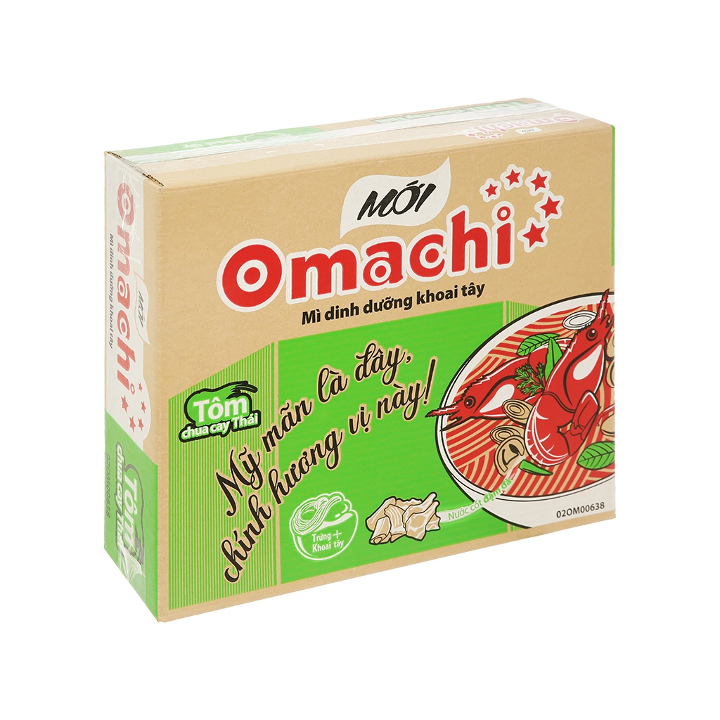 Thùng mì Omachi vị Tôm Thái chua cay