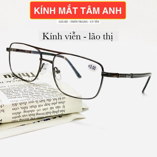 Kính lão nam nữ hai cầu mắt kính đã có độ ( tròng lắp sẵn ) tặng kèm bao da