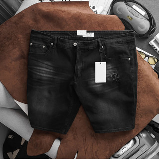 Quần short jean nam màu xám đen lửng slimfit co giãn suông dáng VNXK