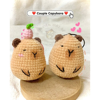 Móc khoá len handmade couple capybara