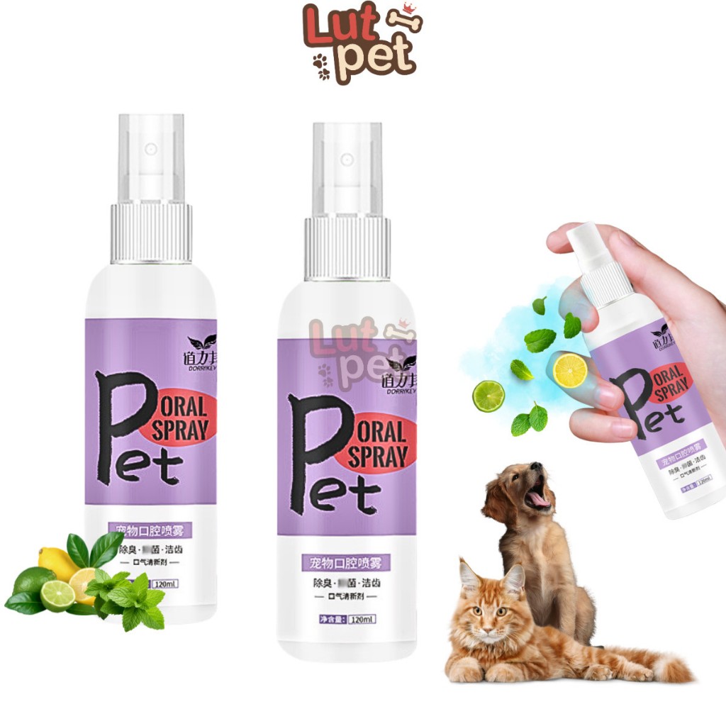 Xịt thơm miệng Dorrikey cho chó mèo, khử hôi miệng giải tỏa căng thẳng cho chó mèo (120ml) - lutpet