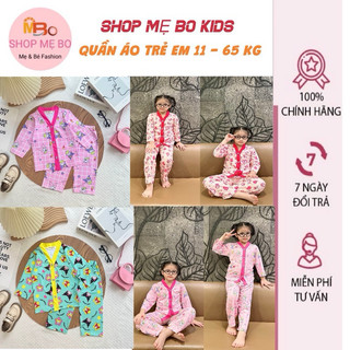 Bộ tay dài quần dài cho bé trai bé gái thun lạnh in hình đẹp size nhí từ 9 đến 22kg