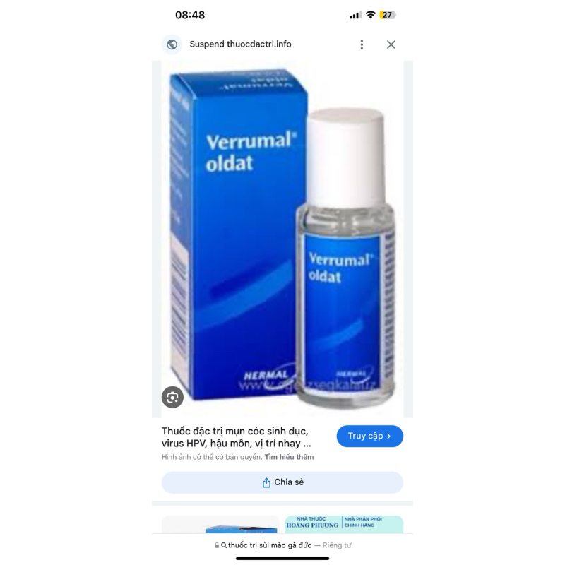 Verrumal solution 13ml thổi bay Sùi Mào Gà, Mụn Cóc nhập chính hãng của Đức có bs tư vấn điều tr ị ( có che tên sp )