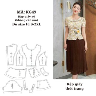 RẬP GIẤY A0 ÁO KÝ GIẢ CỔ SEN KG49 ( KHÔNG CẮT SẴN )