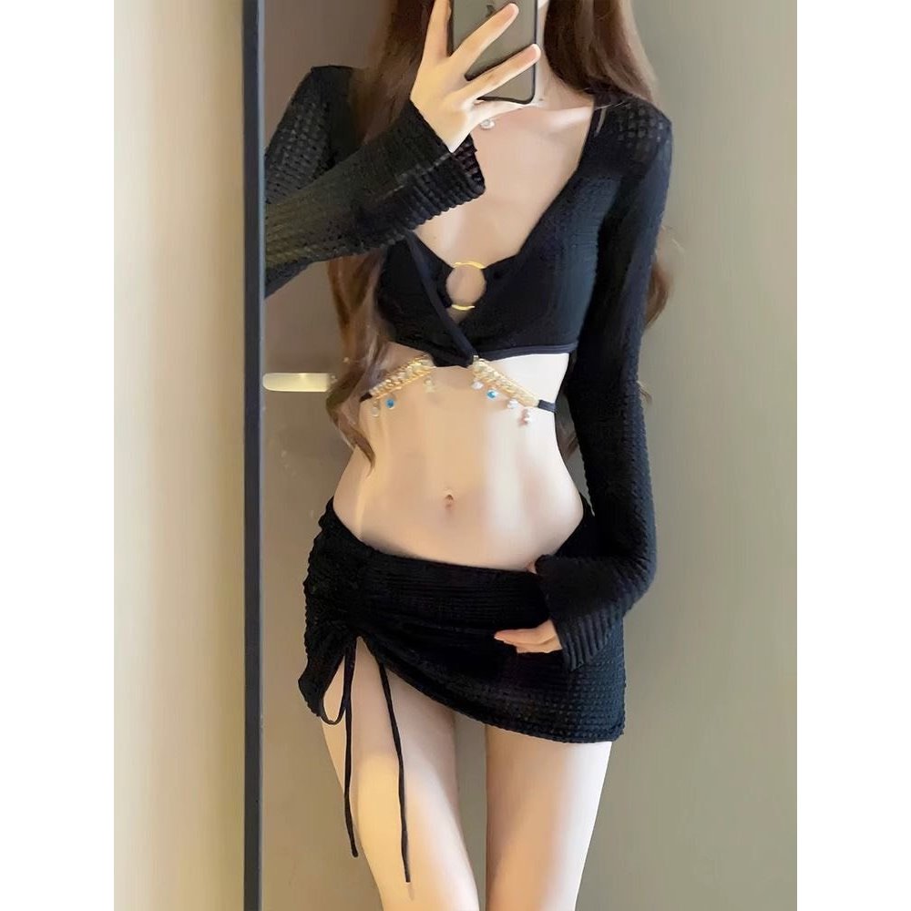 Set bộ đồ bơi bikini áo tắm 4 chi tiết có đệm ngực sexy quyến rũ phối dây kim tuyến blingbling HMH BKN18 | BigBuy360 - bigbuy360.vn