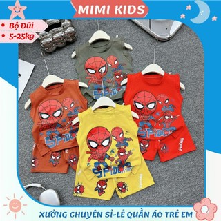 Bộ sát nách bé trai, bộ quần áo siêu nhân nhện spiderman chất đũi mát cho bé 5-25kg