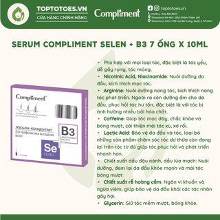 Serum Compliment Selen+ B3 ngăn ngừa rụng tóc, kích thích mọc tóc và dưỡng tóc chắc khỏe 7 ống x 10ml