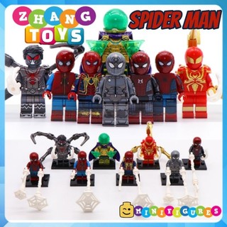 Đồ chơi Xếp hình người nhện Spider Man Far from home gồm Wolf Spider - Iron Spider - Mysterio Minifigures WM6071