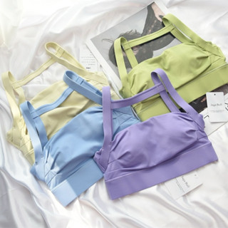 Áo Bra thể thao yoga, gym,pilates hai dây chun ngực có mút viền QC (có sẵn)