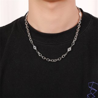Dây chuyền nam nữ xích mix họa tiết hình thoi, vòng cổ titan không gỉ thời trang bền đẹp