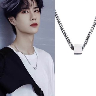 Dây chuyền nam thép titan không gỉ, vòng cổ mặt vuông phong cách thời trang hiphop cá tính