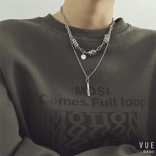 Dây chuyền 2 lớp xích gai mix mặt charm, vòng cổ thời trang lớp layer chất liệu thép titan chống gỉ đẹp