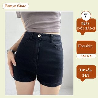 Quần short nữ bò ngắn lưng cao,quần đùi nữ ngắn chất jean giây co giãn 4 chiều, ôm mông Bemyn Store