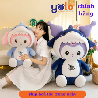 Gấu bông kuromi, melody cá mập. thú nhồi bông melody ,kuromi cosplay cá mập siêu cute hàng(chính hãng)