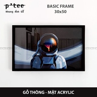 Khung ảnh gỗ 30x50 Đen - Khung hình gỗ thông mặt kính treo tường Wood Frame by P'Tee