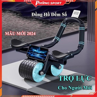Con lăn tập cơ bụng tại nhà, dụng cụ tập plank kết hợp con lăn cao cấp, tay nắm ma sát tốt, có đếm số - Phongsport