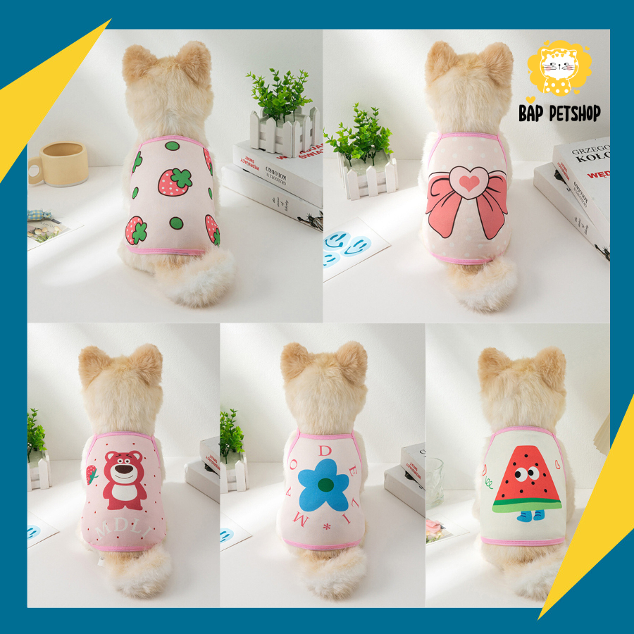 ÁO 2 DÂY TRÁI CÂY MÙA HÈ CHO CHÓ MÈO, ÁO THUN CHO CHÓ MÈO