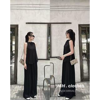 Set tơ nhăn sát nách quần suông